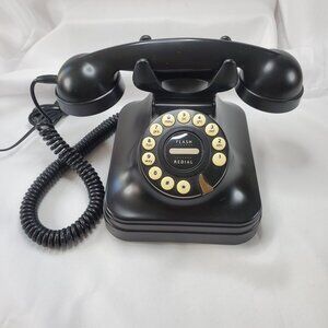 Vintage Grand Phone Flash Redial Touch Button Retro 1950’s Style Black